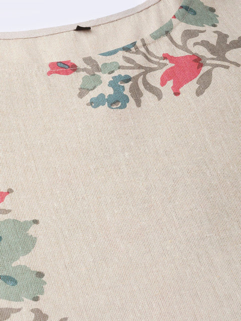 Nayo Women Cream & Coral Floral Printed Maxi Dress