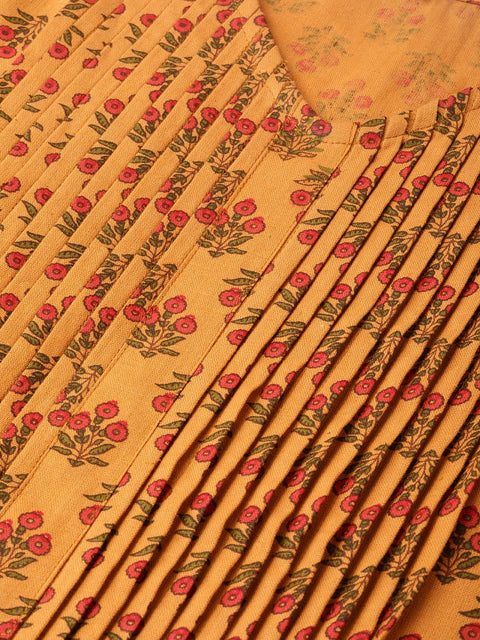 Nayo Women Mustard & Red A-Line Printed Top