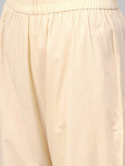 Nayo Women Cream & Gold Straight Ethnic Motifs Printed Kurta And Palazzos Set