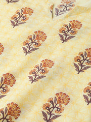 Nayo Women Yellow & Brown Straight Ethnic Motifs Printed Kurta And Palazzos Set