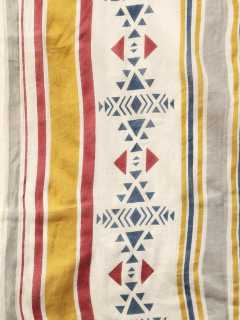 Women White & Maroon Straight Striped Striped Kurta And Palazzos Set