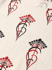 Nayo Women Off White & Red Straight Ethnic Motifs Printed Kurta And Palazzos Set