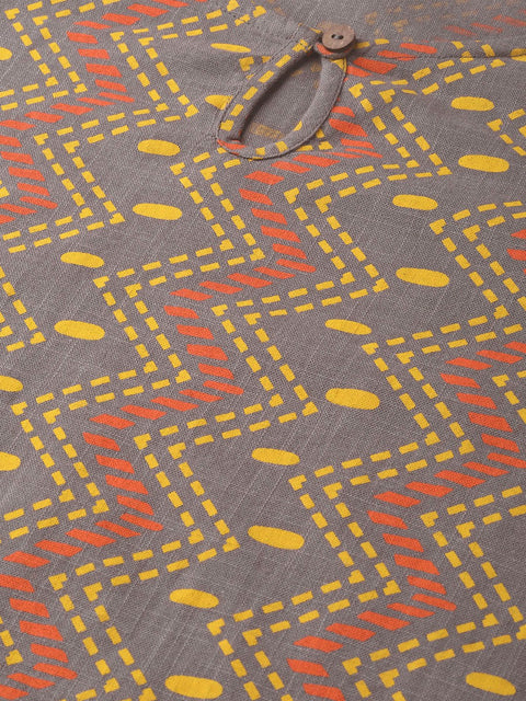 Nayo Women Green & Red Straight Geometric Printed Kurta And Palazzos Set