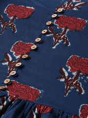 Nayo Women Blue & Red Peplum Printed Top