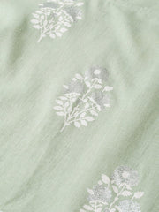 Nayo Women Green & white Straight Ethnic Motifs Printed Kurta And Trousers Set