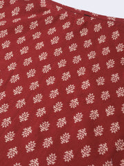 Nayo Women Maroon & Cream Cotton Straight Ethnic Motifs Printed Kurta