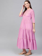 Nayo Women Lavender & Gold Solid Maxi Dress