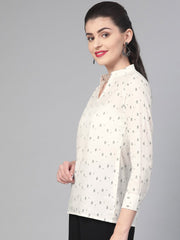 Women White & Balck Printed Shirt