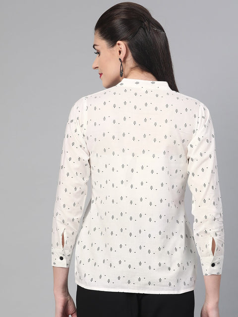 Women White & Balck Printed Shirt