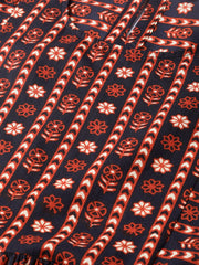 Nayo Women Black & Orange Floral Printed Fit and Flare Dress