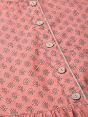 Nayo Women Peach & Floral Printed A-Line Dress