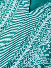 Nayo Women Green & White Tribal Printed Fit and Flare Dress