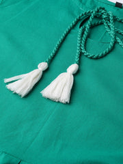 Nayo Women Teal solid Tie-up Neck Peplum Top