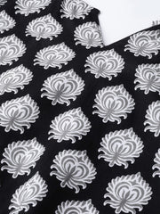 Nayo Women Black & White Straight Ethnic Motifs Printed Kurta And Palazzos Set With Dupatta