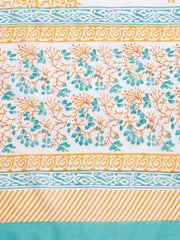 Nayo Women White & Blue Straight Floral Printed Kurta And Palazzos Set With Dupatta