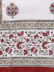 Nayo Women White & Maroon Straight Floral Printed Kurta And Palazzos Set With Dupatta