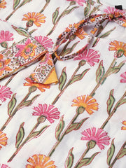 Nayo Women White & Multi Straight Floral Printed Kurta And Palazzos Set With Dupatta