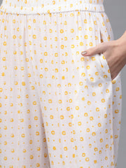 Nayo Women White & Multi Straight Floral Printed Kurta And Palazzos Set With Dupatta