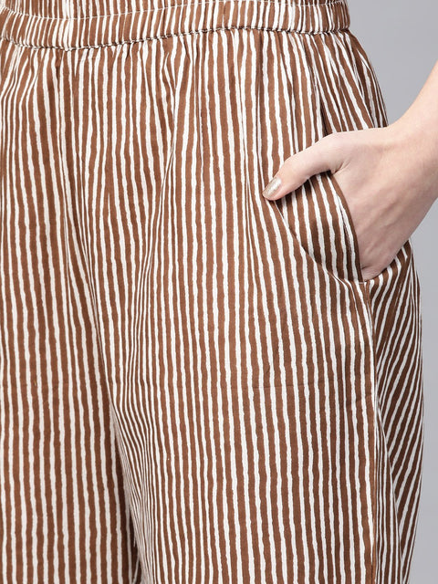 Nayo Women Blue & Beige Straight Floral Printed Kurta And Palazzos Set With Dupatta