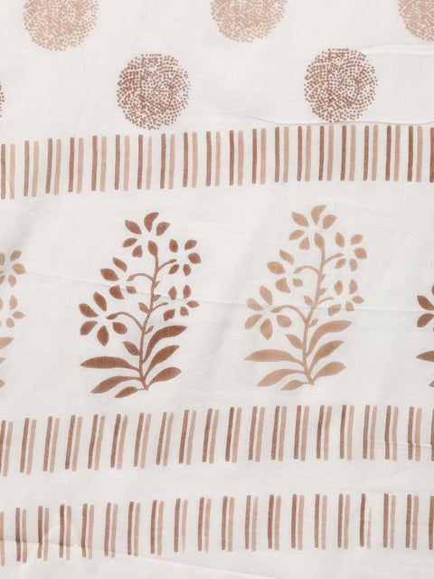 Nayo Women Blue & Beige Straight Floral Printed Kurta And Palazzos Set With Dupatta