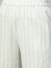 Nayo Women Green & Beige Straight Quirky Printed Kurta And Trousers Set