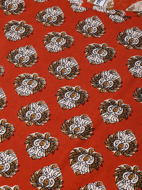 Nayo Women Rust & Beige Straight Ethnic Motifs Printed Kurta And Skirt Set