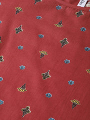 Nayo Women Maroon & Navy Blue Straight Floral Printed Kurta And Skirt Set