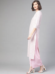 Nayo Women Pink & Multi Straight Floral Printed Kurta And Palazzo Set