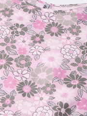 Nayo Women Pink & Grey Straight Floral Printed Kurta And Skirt Set