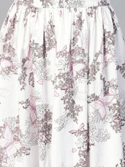 Nayo Women Pink & Grey Straight Floral Printed Kurta And Skirt Set