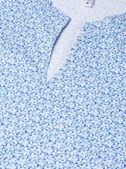 Nayo Women Blue & White Straight Floral Printed Kurta And Palazzos Set