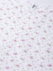 Nayo Women White & Pink  Straight Floral Printed Kurta And Skirt Set