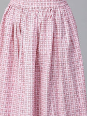 Nayo Women Pink & White Straight Floral Printed Kurta And Skirt Set