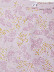 Nayo Women Mauve & Pink Straight Floral Printed Kurta And Skirt Set