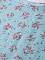 Nayo Women Blue & Pink Straight Floral Printed Kurta And Palazzos Set