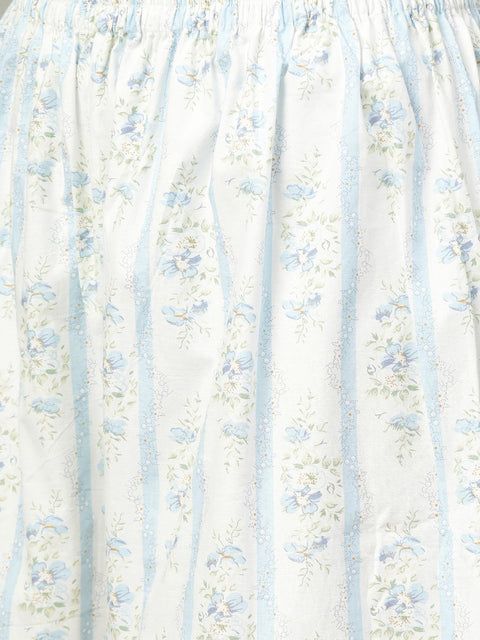 Nayo Women Blue & Pink Straight Floral Printed Kurta And Palazzos Set