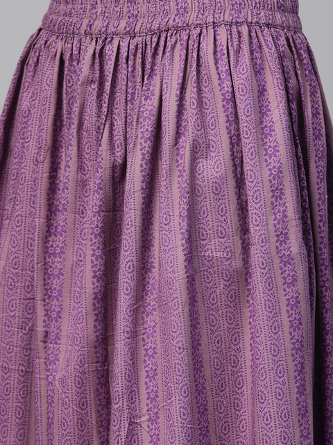 Nayo Women White & Red Straight Ethnic Motifs Printed Kurta And Skirt Set