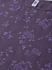 Nayo Women Purple &  Straight Floral Printed Kurta And Skirt Set