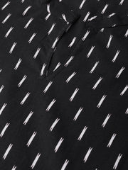 Nayo Nayo Adults-Women Black & White Cotton Straight Abstract Printed Kurta