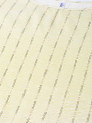 Nayo Nayo Adults-Women Lime Green & Gold Cotton Straight Striped Striped Kurta