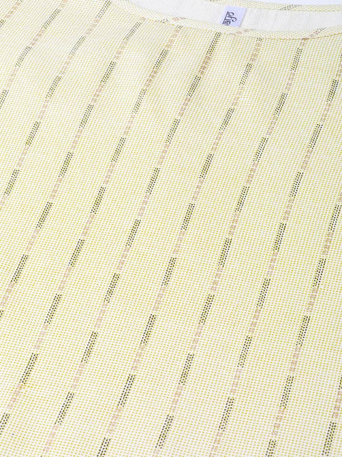 Nayo Nayo Adults-Women Lime Green & Gold Cotton Straight Striped Striped Kurta