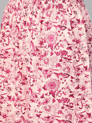 Nayo Women Pink & Burgundy Straight Floral Printed Kurta And Palazzos Set