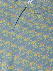 Nayo Women Teal & Green Straight Floral Printed Kurta And Palazzos Set