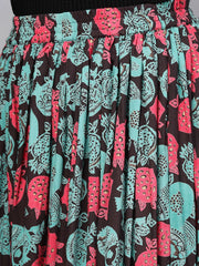 Nayo Women Black & Green Floral Printed Flared Skirt