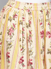 Nayo Women Yellow & Pink Floral Printed Flared Skirt