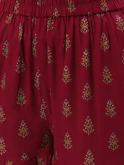 Women Purple Floral Printed Cotton Flared Sharara