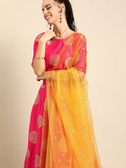 Nayo Women Pink Broked Jaqard Lehenga Choli with Dupatta