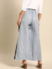 Nayo Women Grey  Self Design Cotton Wide Leg Palazzo