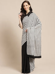 Women Black Checked Saree With 3/4th sleeve blouse