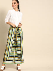 Nayo Women Multi Striped Striped Cotton Wide Leg Palazzo